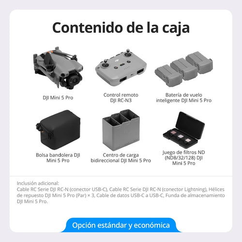 DJI Mini 5 Pro Fly More Combo – Drone 4K Profesional con DJI RC-N3 (Certificado C0)
